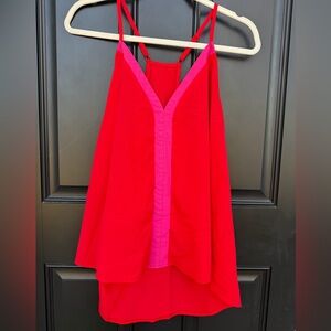 Red and Pink Sleeveless Top